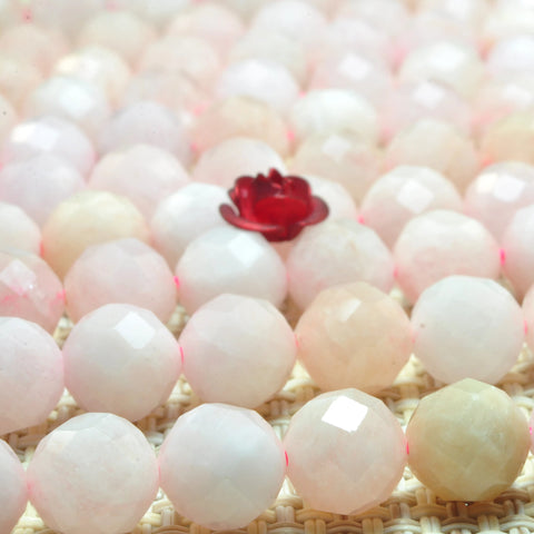 YesBeads Natural Morganite gemstone faceted round loose beads pink stone wholesale jewelry making 15"-64 Faces