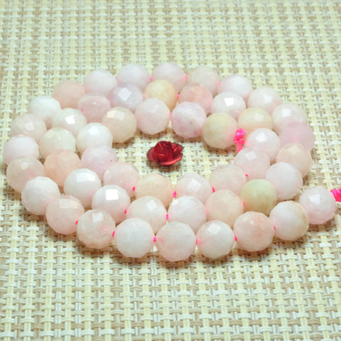 YesBeads Natural Morganite gemstone faceted round loose beads pink stone wholesale jewelry making 15"-64 Faces