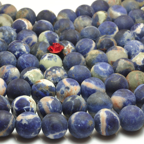YesBeads Natural Orange Blue Sodalite matte round beads gemstone wholesale jewelry 6mm-10mm 15"