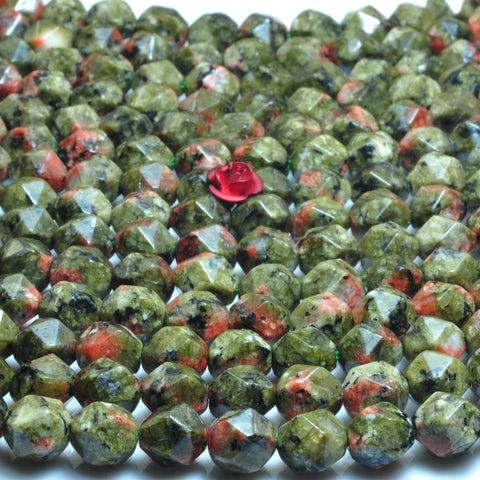 YesBeads Alabaster stone star cut faceted nugget loose beads green red gemstone wholesale jewelry making 14.5"