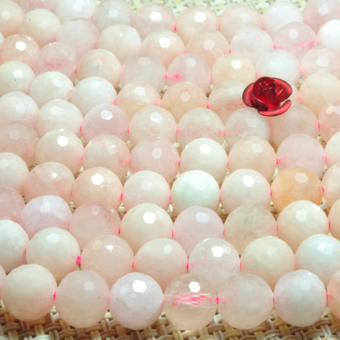 YesBeads natural pink morganite stone faceted loose round beads gemstone wholesale jewelry making 15''