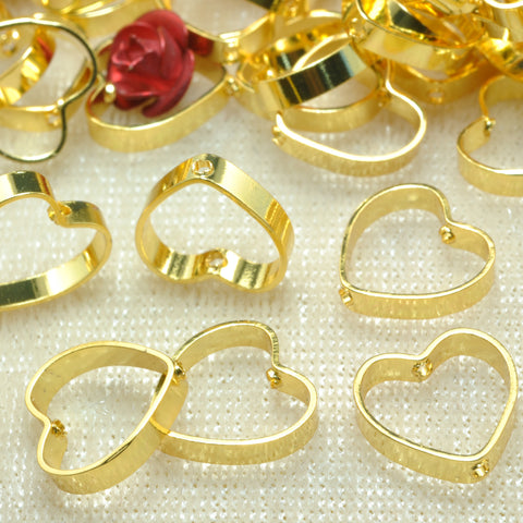 YesBeads Heart bead frame electroplated two holes copper spacer connector beads wholesale findings supplies