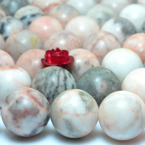 YesBeads Natural Pink Zebra Jasper A grade smooth round loose beads gemstone wholesale jewelry 15"