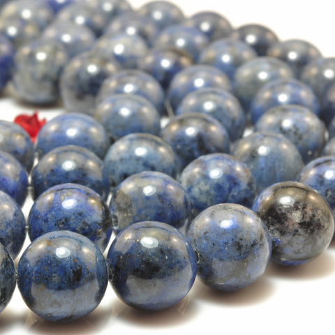 YesBeads Natural Blue Dumortierite gemstone smooth round loose beads wholesale jewelry making diy 15"