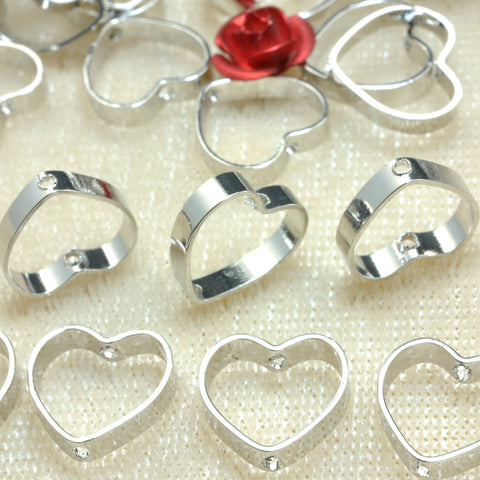 YesBeads Heart bead frame electroplated two holes copper spacer connector beads wholesale findings supplies