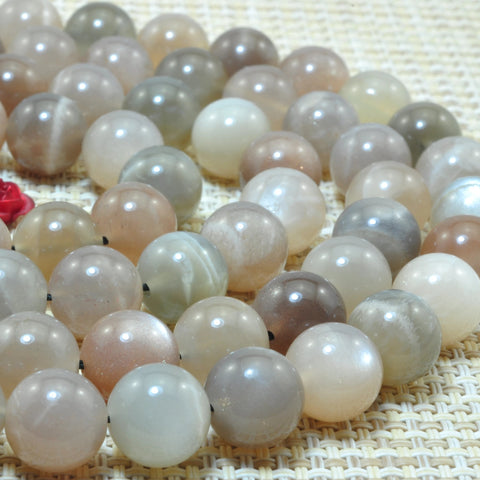 Natural Gray Moonstone smooth round loose beads gemstone wholesale jewelry making bracelet necklace diy