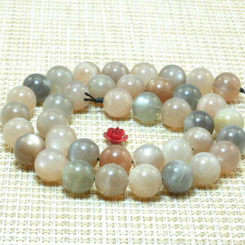 Natural Gray Moonstone smooth round loose beads gemstone wholesale jewelry making bracelet necklace diy