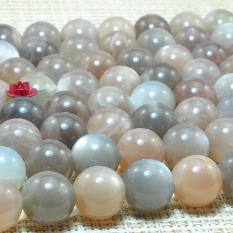 Natural Gray Moonstone smooth round loose beads gemstone wholesale jewelry making bracelet necklace diy