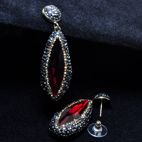 YesBeads Earrings glass beads paved CZ rhinestone crystal stud dangle earrings teardrop shape whoelesale jewelry