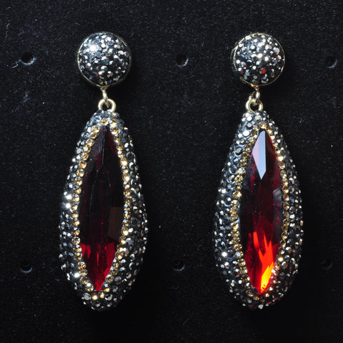 YesBeads Earrings glass beads paved CZ rhinestone crystal stud dangle earrings teardrop shape whoelesale jewelry