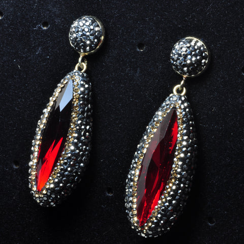 YesBeads Earrings glass beads paved CZ rhinestone crystal stud dangle earrings teardrop shape whoelesale jewelry