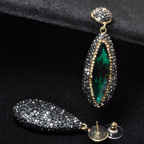 YesBeads Earrings glass beads paved CZ rhinestone crystal stud dangle earrings teardrop shape whoelesale jewelry