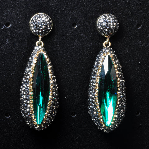 YesBeads Earrings glass beads paved CZ rhinestone crystal stud dangle earrings teardrop shape whoelesale jewelry