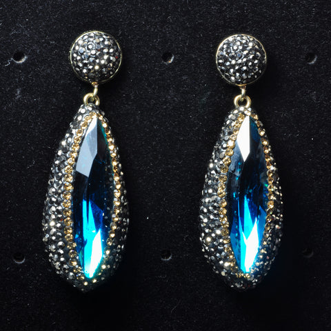 YesBeads Earrings glass beads paved CZ rhinestone crystal stud dangle earrings teardrop shape whoelesale jewelry