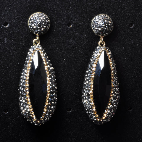 YesBeads Earrings glass beads paved CZ rhinestone crystal stud dangle earrings teardrop shape whoelesale jewelry