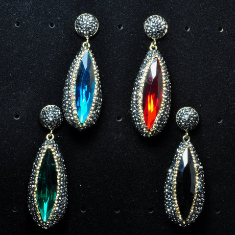 YesBeads Earrings glass beads paved CZ rhinestone crystal stud dangle earrings teardrop shape whoelesale jewelry
