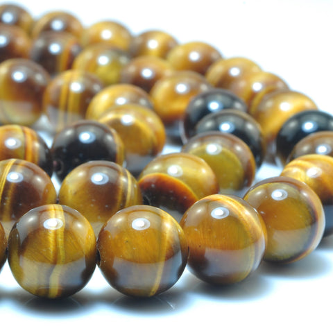 YesBeads Natural yellow tiger eye AAA grade gemstone smooth round loose beads wholesale jewelry making 10mm 15"
