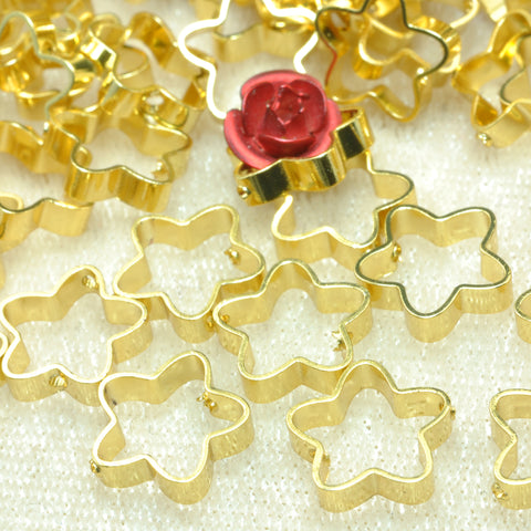 YesBeads Star bead frame electroplated two holes copper spacer connector beads wholesale findings supplies