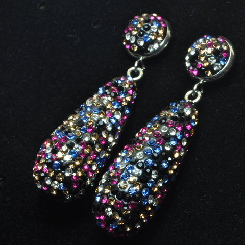 YesBeads Earrings CZ pave rainbow rhinestone crystal paved stud dangle earrings teardrop fashion jewelry