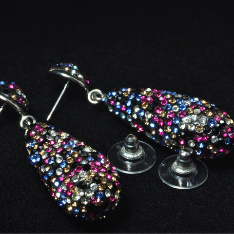 YesBeads Earrings CZ pave rainbow rhinestone crystal paved stud dangle earrings teardrop fashion jewelry