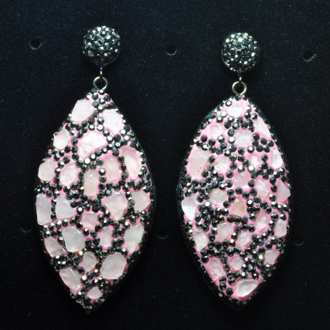 YesBeads Earrings stone chips beads paved CZ rhinestone crystal stud dangle earrings oval shape whoelesale jewelry