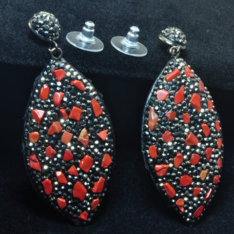 YesBeads Earrings stone chips beads paved CZ rhinestone crystal stud dangle earrings oval shape whoelesale jewelry