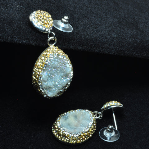 YesBeads Earrings Druzy quartz pave rhinestone crystal CZ bead stud dangle earrings drop shape jewelry