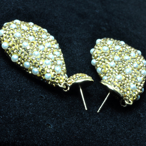 YesBeads Earrings CZ pave rhinestone crystal pearls beads gold stud dangle earrings drop shape fashion jewelry
