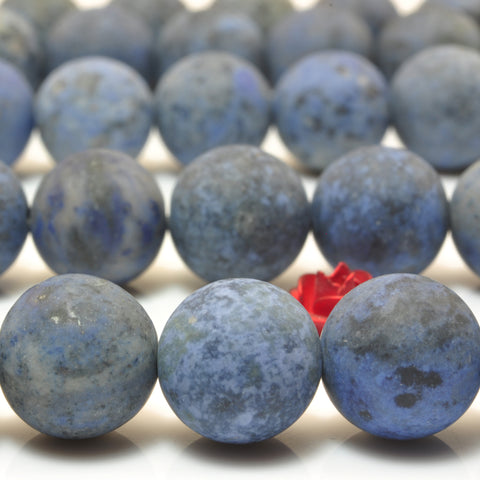 YesBeads Natural Blue Dumortierite gemstone matte round loose beads wholesale jewelry making 15"