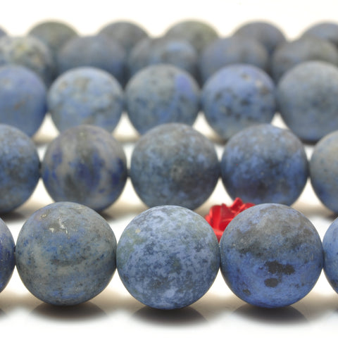 YesBeads Natural Blue Dumortierite gemstone matte round loose beads wholesale jewelry making 15"