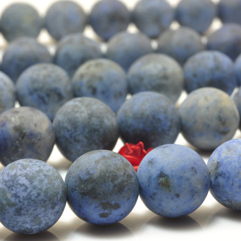 YesBeads Natural Blue Dumortierite gemstone matte round loose beads wholesale jewelry making 15"