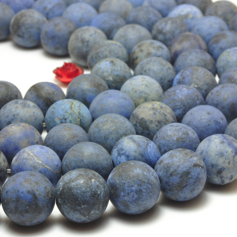 YesBeads Natural Blue Dumortierite gemstone matte round loose beads wholesale jewelry making 15"