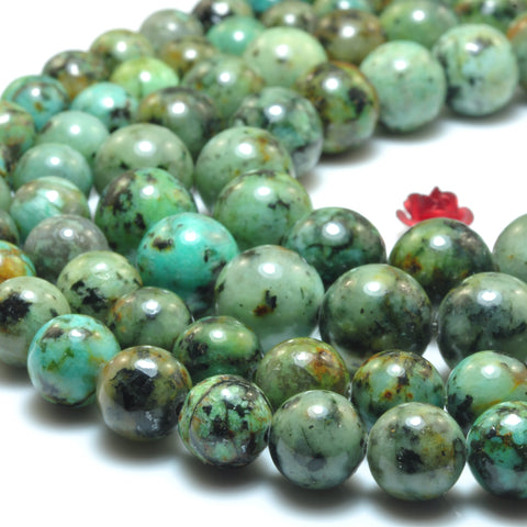 YesBeads natural African Turquoise A grade smooth round loose beads green turquoise gemstone wholesale jewelry making 15"