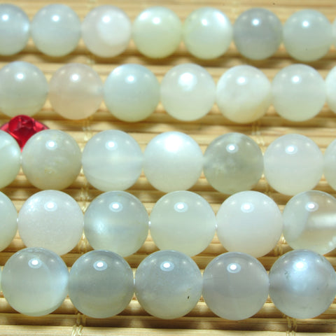 YesBeads natural Gray Moonstone smooth round loose beads gemstones wholesale jewelry 15"