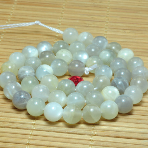 YesBeads natural Gray Moonstone smooth round loose beads gemstones wholesale jewelry 15"