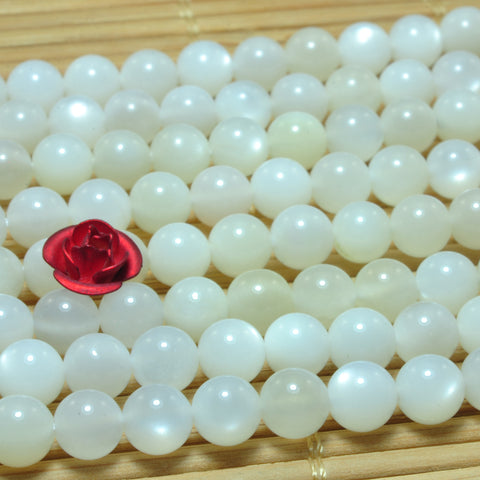 YesBeads natural white Moonstone smooth loose round beads wholesale gemstone jewelry 5mm 15"strand