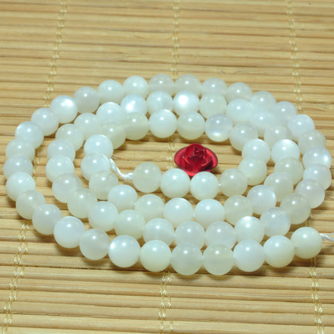 YesBeads natural white Moonstone smooth loose round beads wholesale gemstone jewelry 5mm 15"strand