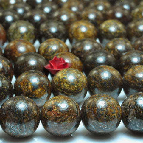 YesBeads Bronzite stone smooth loose round beads wholesale gemstone jewelry making supplies 15"