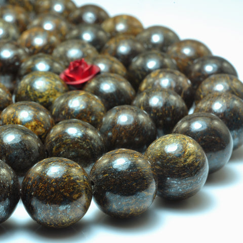 YesBeads Bronzite stone smooth loose round beads wholesale gemstone jewelry making supplies 15"