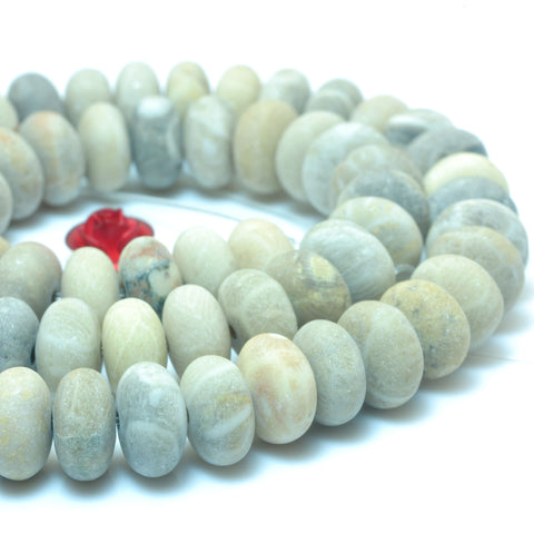 YesBeads natural Coral fossil matte rondelle beads wholesale gemstone jewelry making 15'' full strand