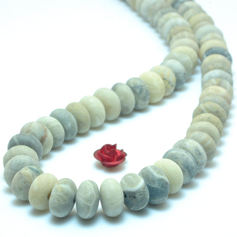 YesBeads natural Coral fossil matte rondelle beads wholesale gemstone jewelry making 15'' full strand