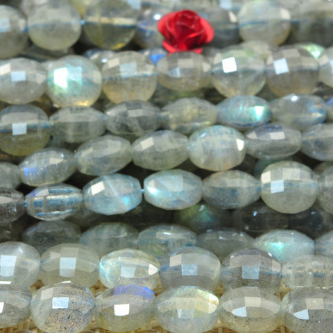 Natural Labradorite micro faceted coin loose beads wholesale gemstone jewelry making bracelet necklace diy