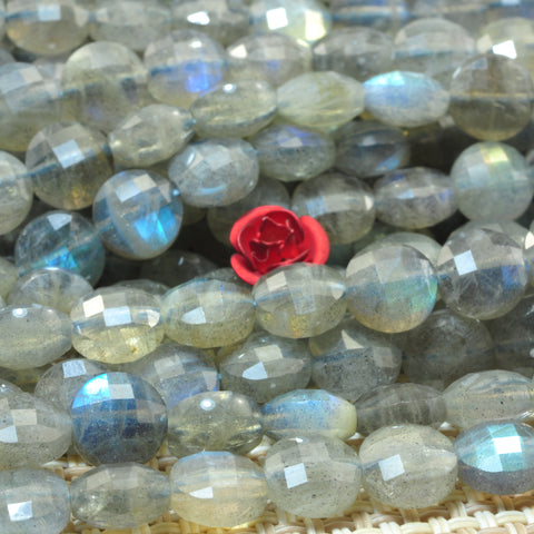 Natural Labradorite micro faceted coin loose beads wholesale gemstone jewelry making bracelet necklace diy