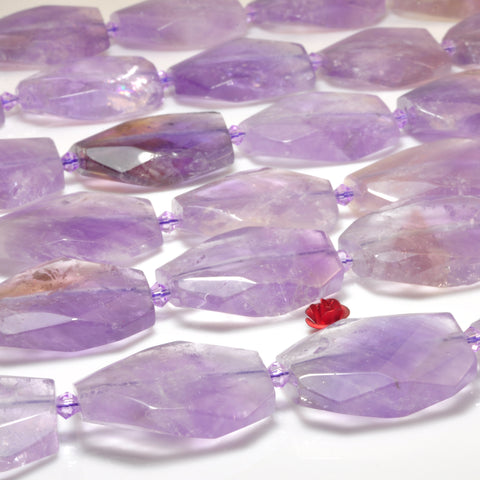 YesBeads natural purple Amethyst ametrine faceted twisted rectangle nugget loose beads gemstone 15"