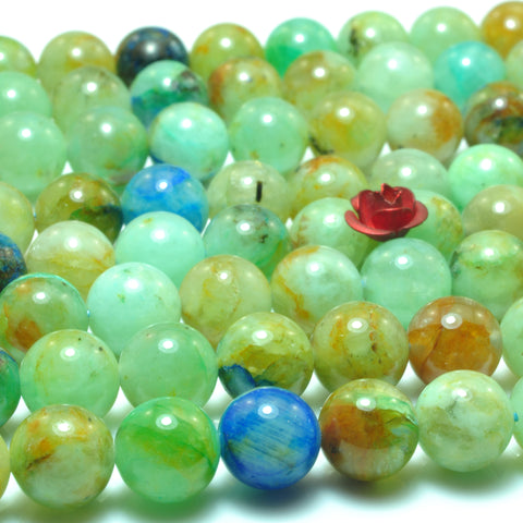 Natural green Chrysocolla A grade gemstone smooth round loose beads 15.5"