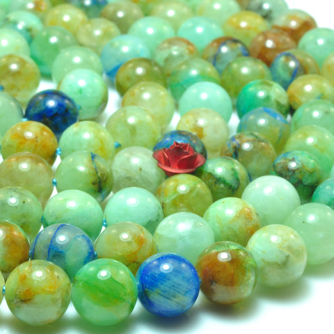 Natural green Chrysocolla A grade gemstone smooth round loose beads 15.5"