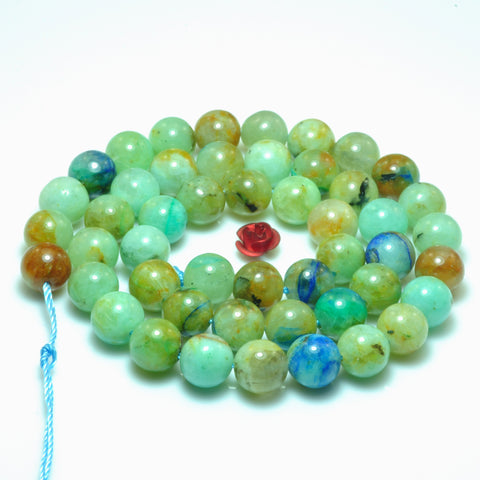 Natural green Chrysocolla A grade gemstone smooth round loose beads 15.5"