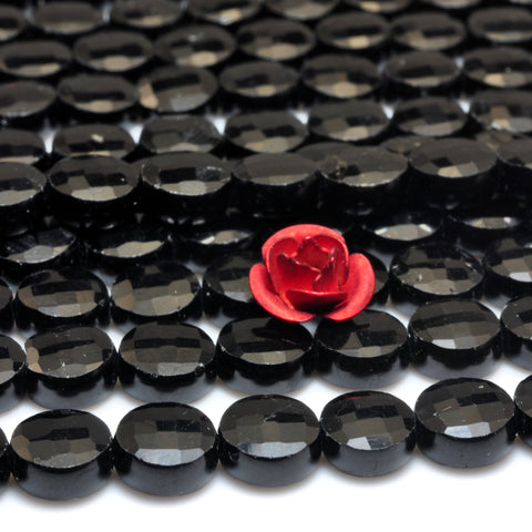 Natural black tourmaline AA grade gemstone faceted coin beads wholesale loose stone for jewelry making DIY 6mm