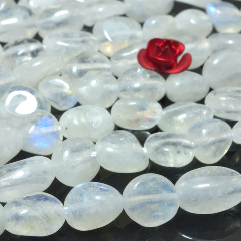 YesBeads natural Rainbow Moonstone A grade smooth pebble chip beads gemstone 4x6mm 15"