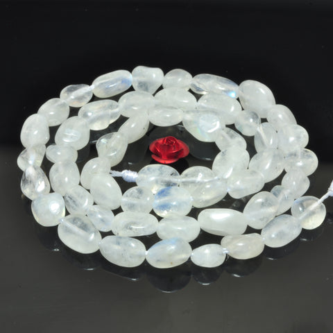 YesBeads natural Rainbow Moonstone A grade smooth pebble chip beads gemstone 4x6mm 15"